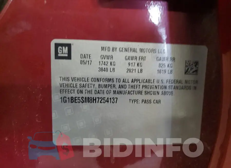 1G1BE5SM8H7254137 Photo# 12