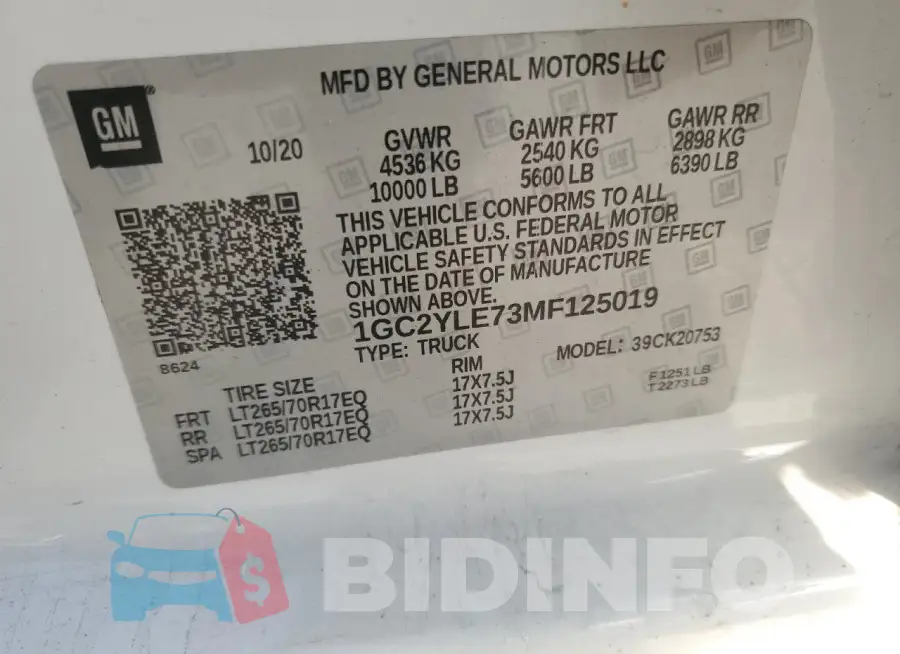 1GC2YLE73MF125019 Photo# 13