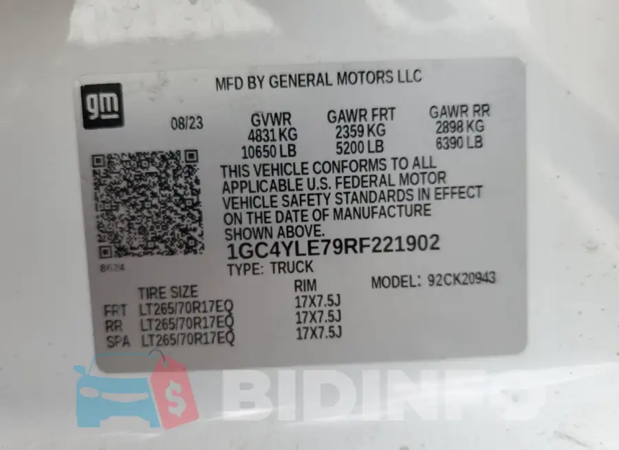 1GC4YLE79RF221902 Photo# 13