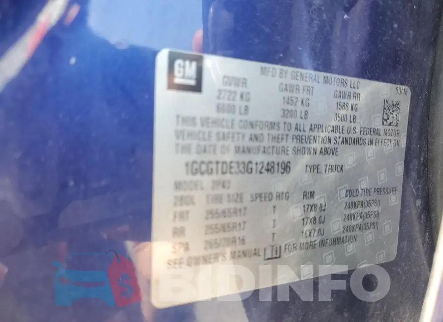 1GCGTDE33G1248196 Photo# 12