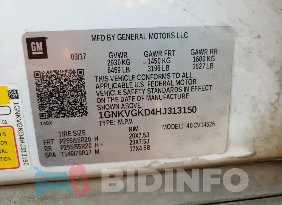 1GNKVGKD4HJ313150 Photo# 14