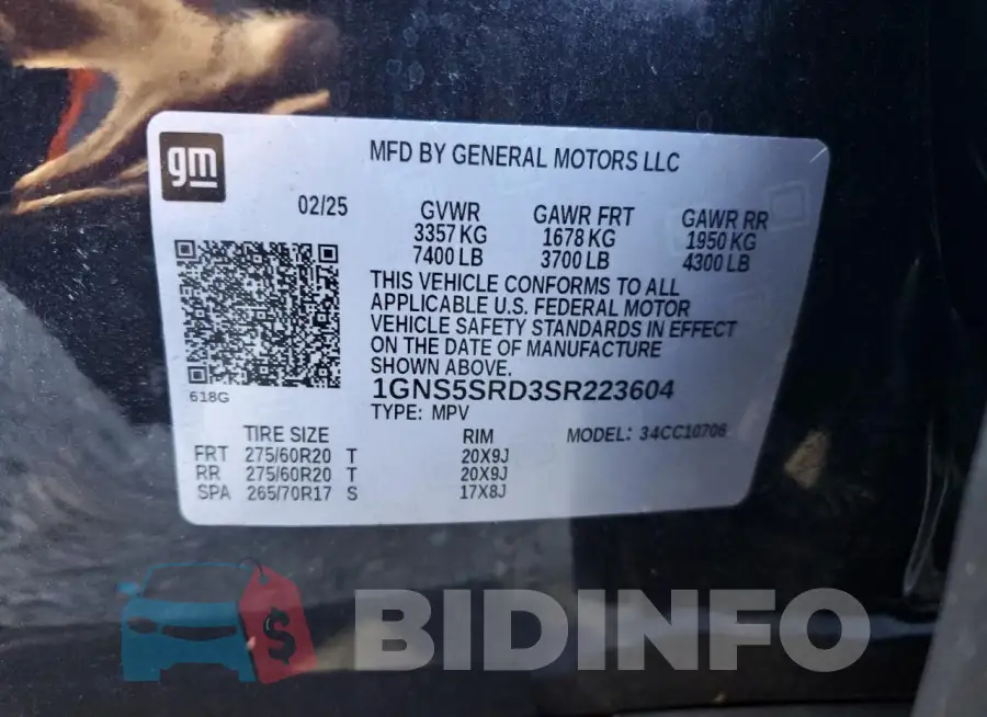 1GNS5SRD3SR223604 Photo# 13