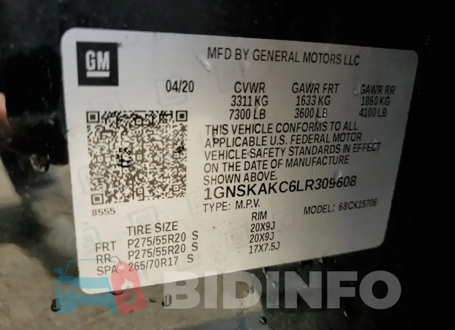 1GNSKAKC6LR309608 Photo# 14