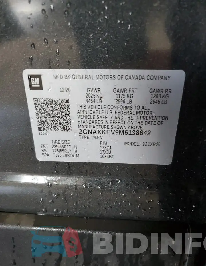 2GNAXKEV9M6138642 Photo# 13
