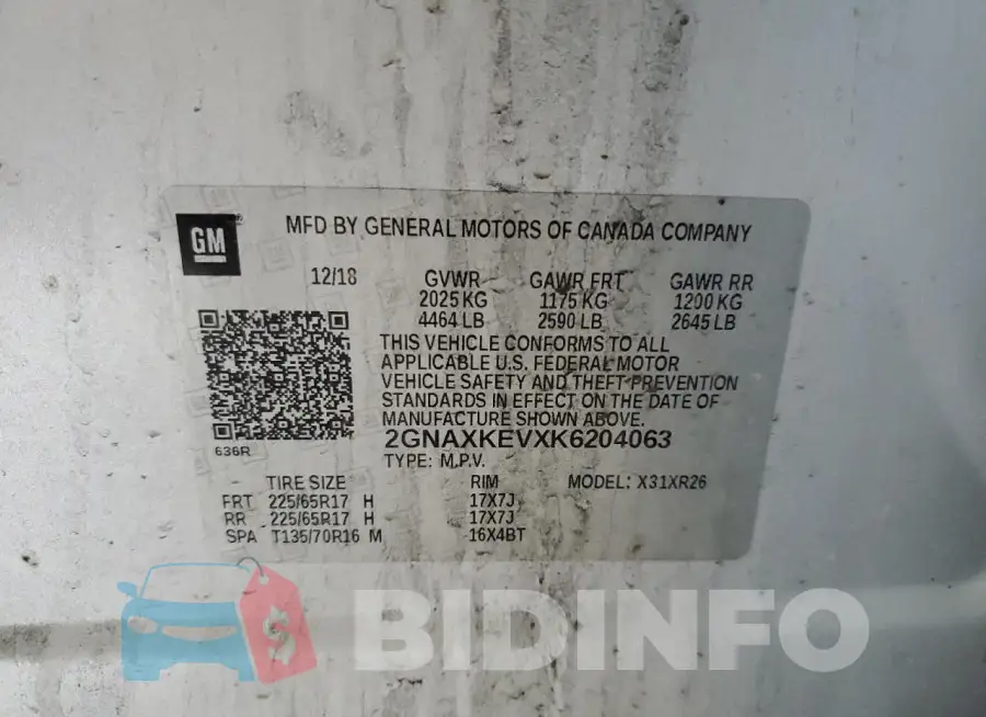 2GNAXKEVXK6204063 Photo# 13