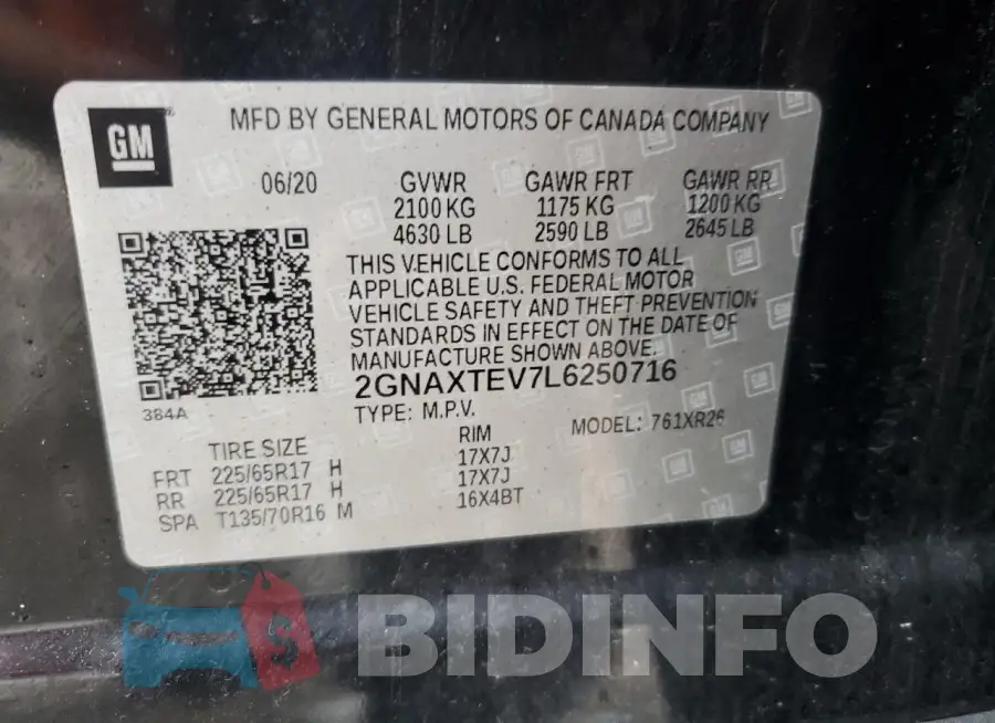 2GNAXTEV7L6250716 Photo# 14