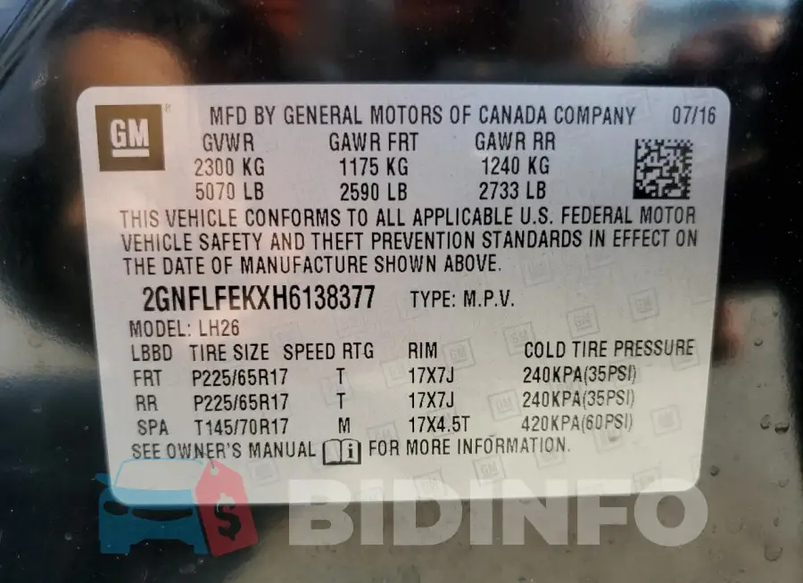 2GNFLFEKXH6138377 Photo# 13