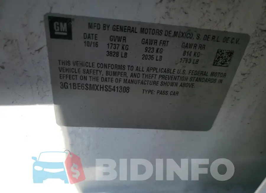 3G1BE6SMXHS541308 Photo# 12