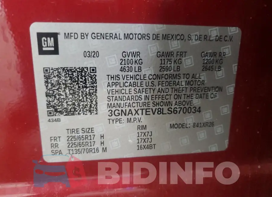 3GNAXTEV8LS670034 Photo# 13