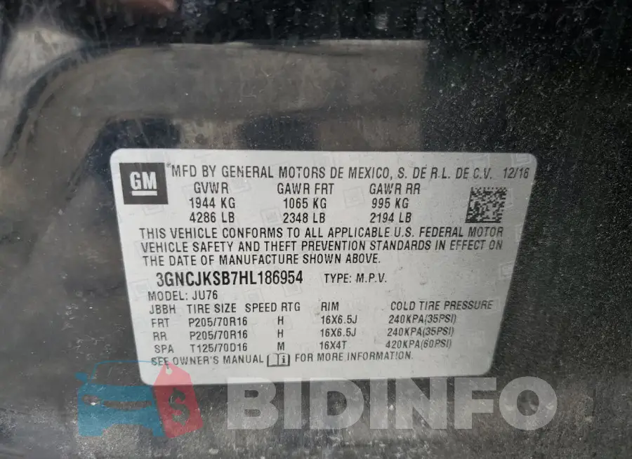 3GNCJKSB7HL186954 Photo# 13