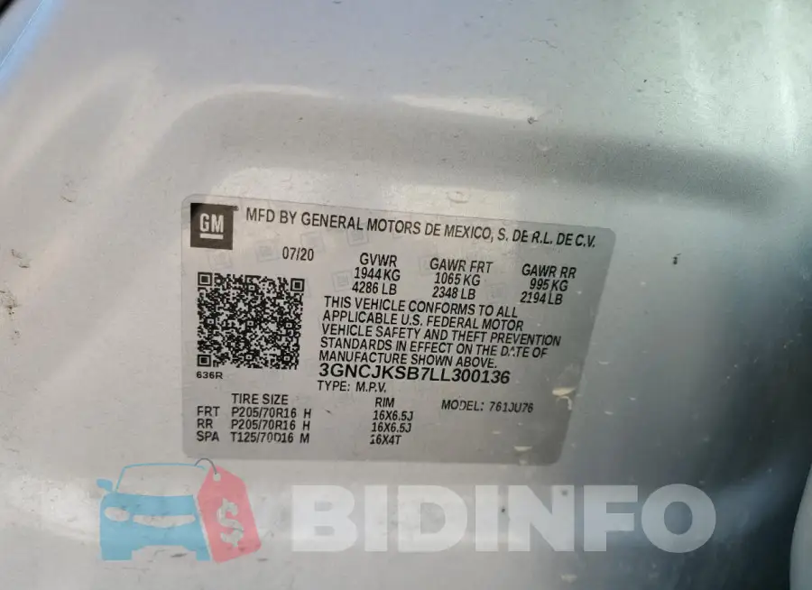 3GNCJKSB7LL300136 Photo# 14