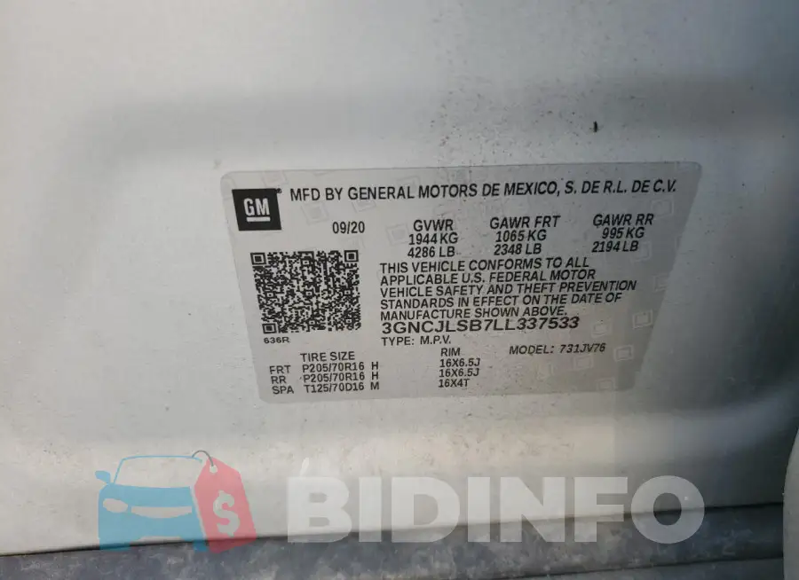 3GNCJLSB7LL337533 Photo# 13