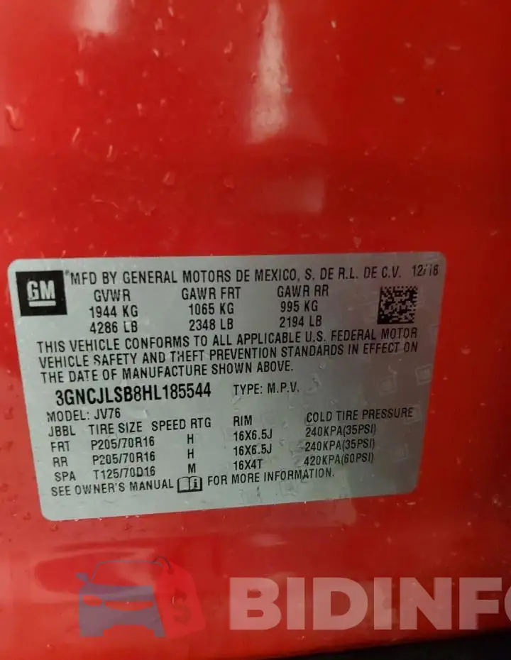 3GNCJLSB8HL185544 Photo# 14