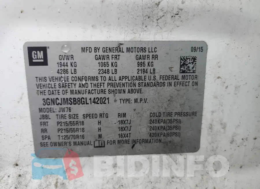 3GNCJMSB8GL142021 Photo# 13