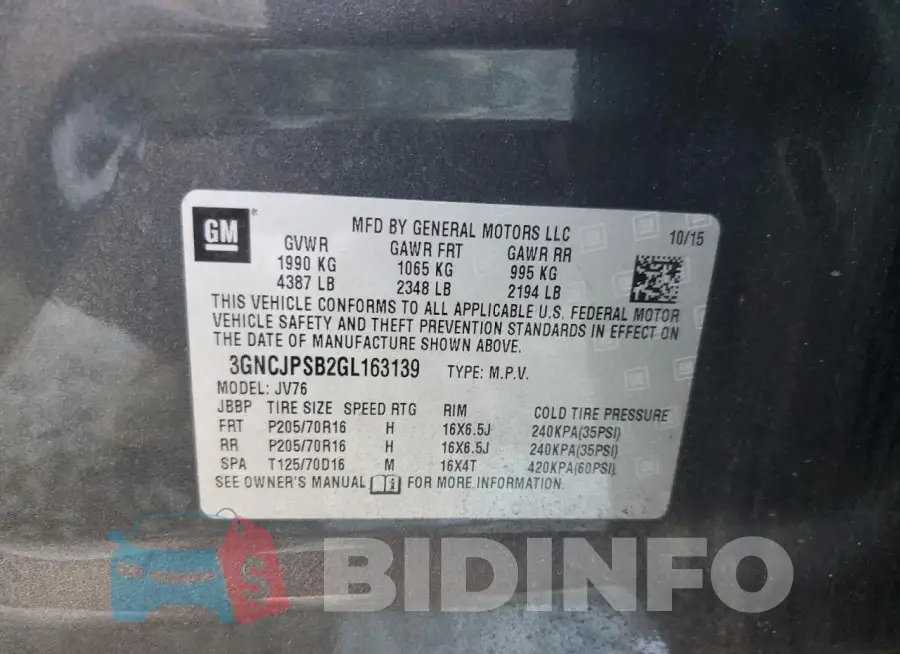 3GNCJPSB2GL163139 Photo# 13