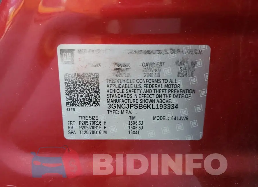 3GNCJPSB6KL193334 Photo# 14