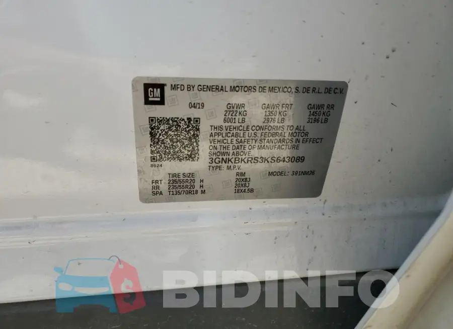3GNKBKRS3KS643089 Photo# 13