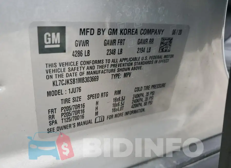 KL7CJKSB1MB303669 Photo# 12