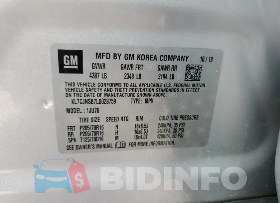 KL7CJNSB7LB028759 Photo# 13