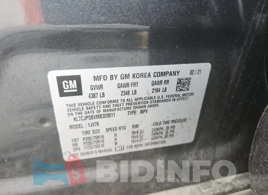 KL7CJPSBXMB359011 Photo# 14