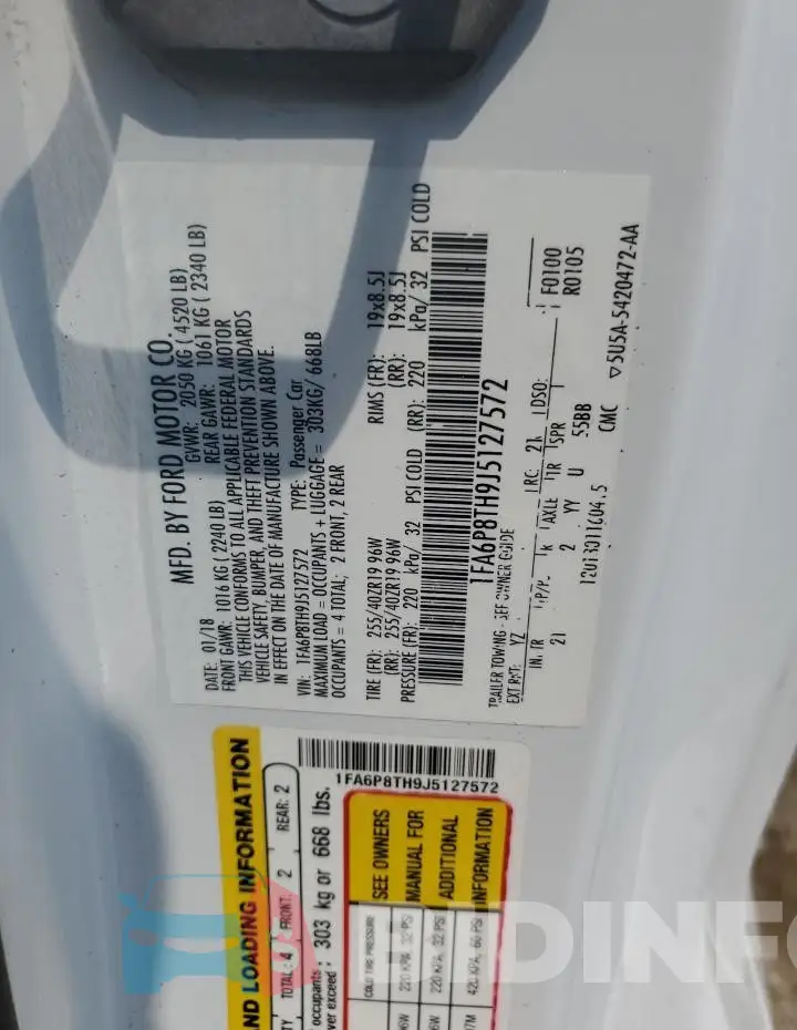 1FA6P8TH9J5127572 Photo# 12