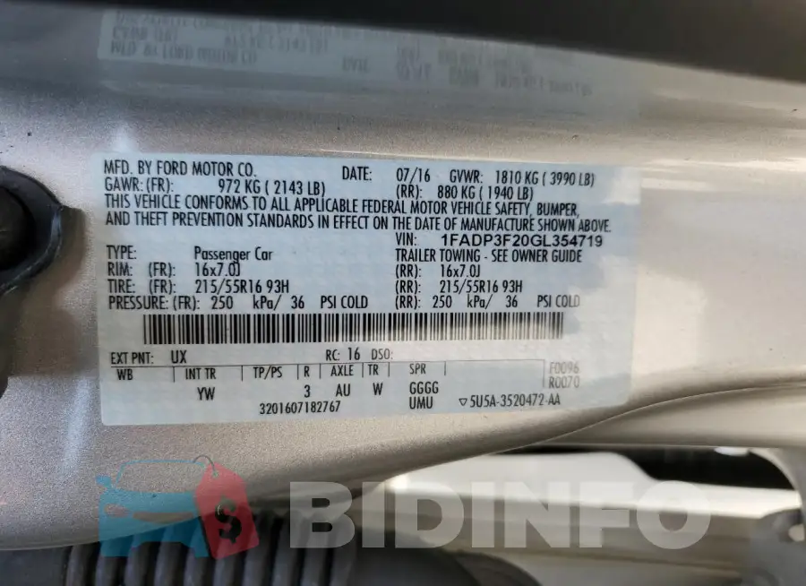 1FADP3F20GL354719 Photo# 13