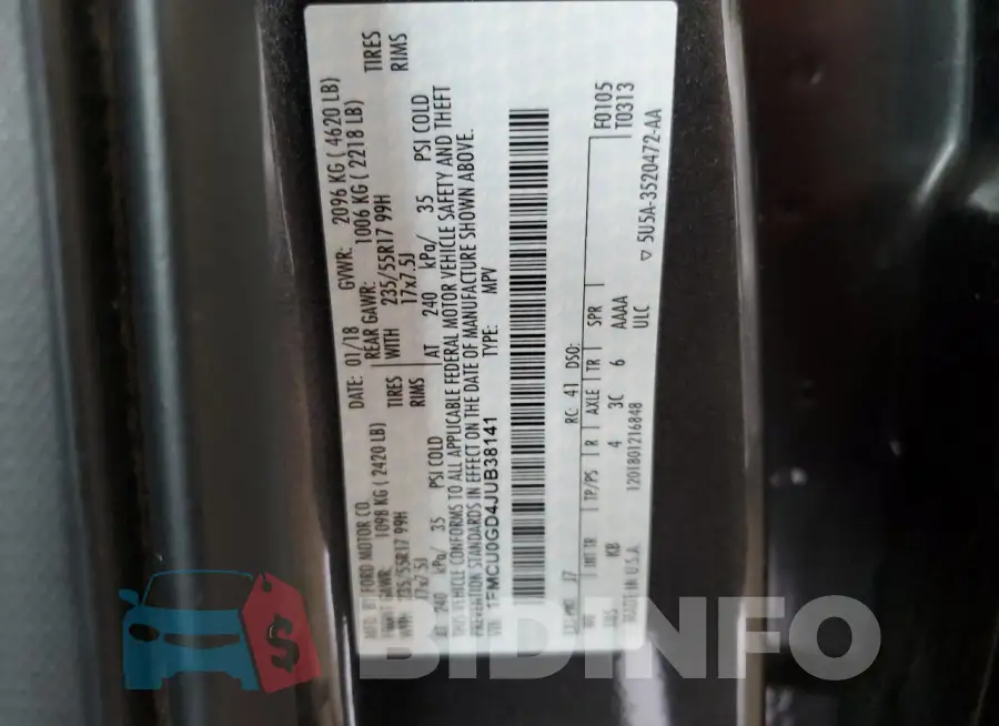 1FMCU0GD4JUB38141 Photo# 14