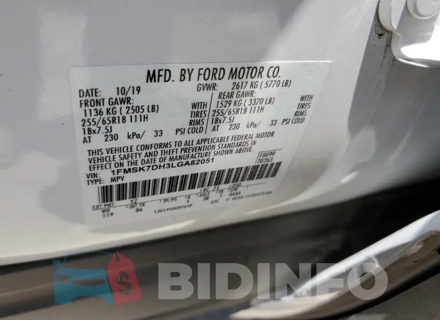 1FMSK7DH3LGA82051 Photo# 13