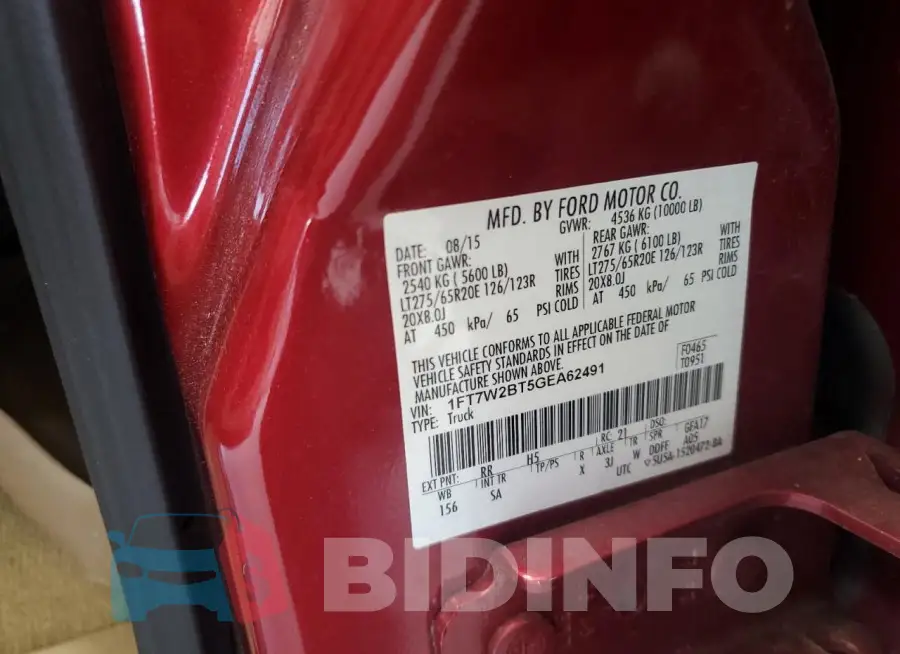 1FT7W2BT5GEA62491 Photo# 12