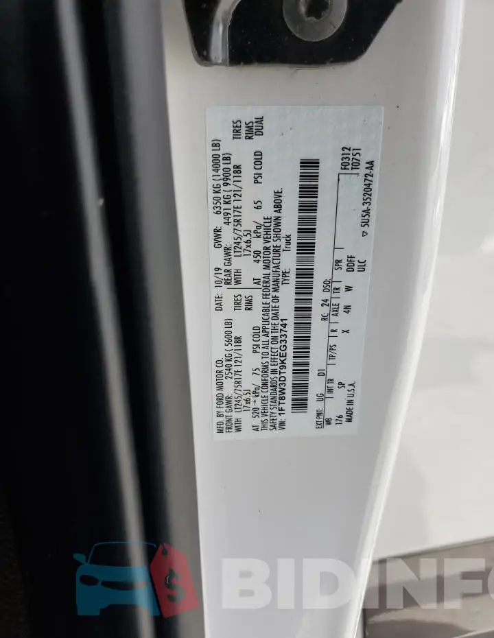 1FT8W3DT9KEG33741 Photo# 12