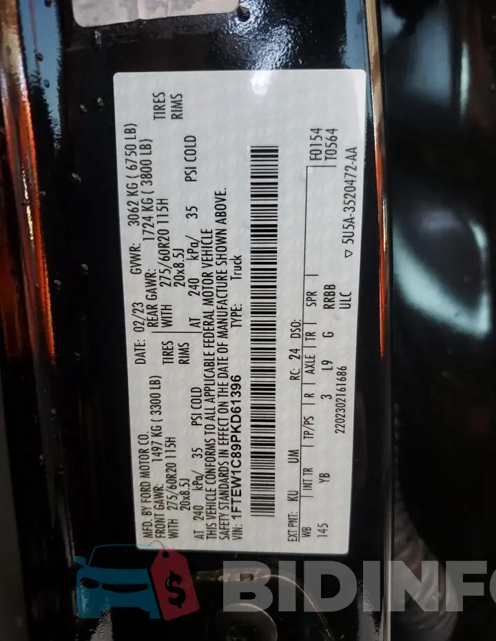1FTEW1C89PKD61396 Photo# 12