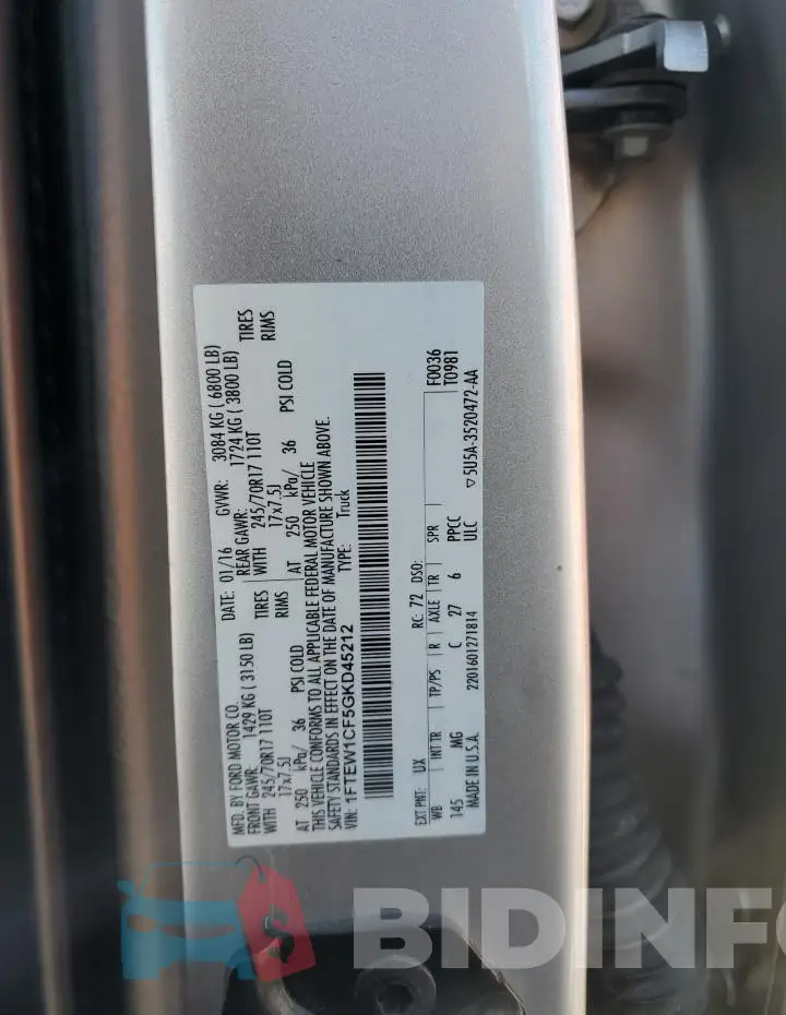1FTEW1CF5GKD45212 Photo# 13