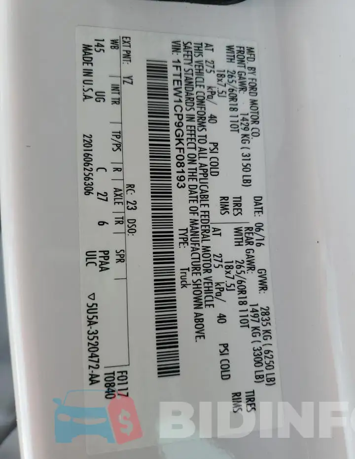 1FTEW1CP9GKF08193 Photo# 13