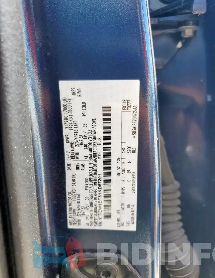 1FTEW1EF3HKD87201 Photo# 12