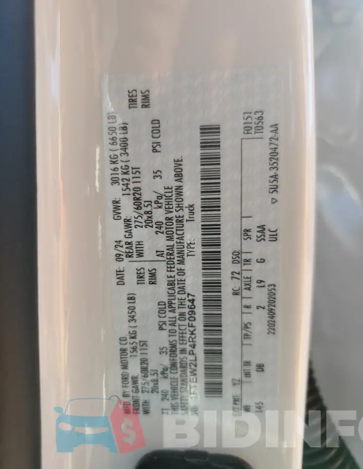 1FTEW2LP4RKF09647 Photo# 12