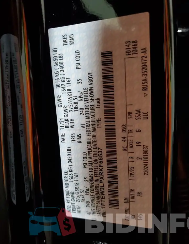 1FTEW3LPXRKF66537 Photo# 12