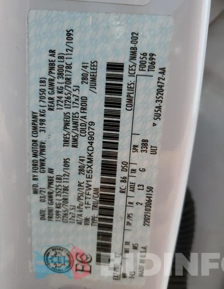 1FTFW1E5XMKD49079 Photo# 12