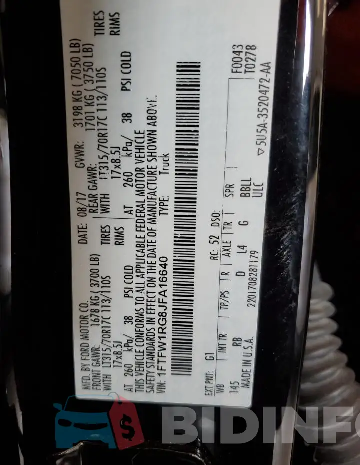 1FTFW1RG8JFA16640 Photo# 13