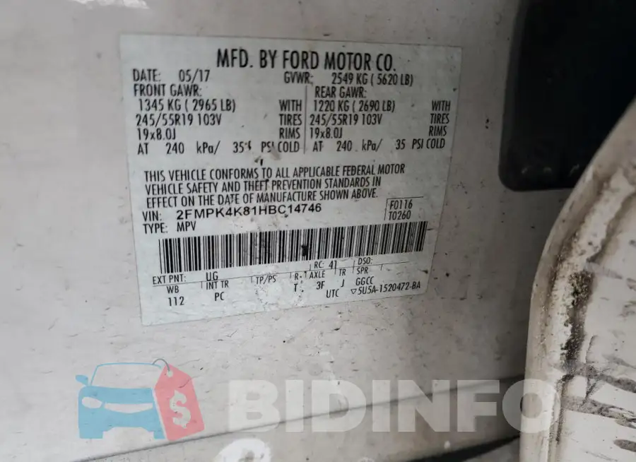 2FMPK4K81HBC14746 Photo# 13