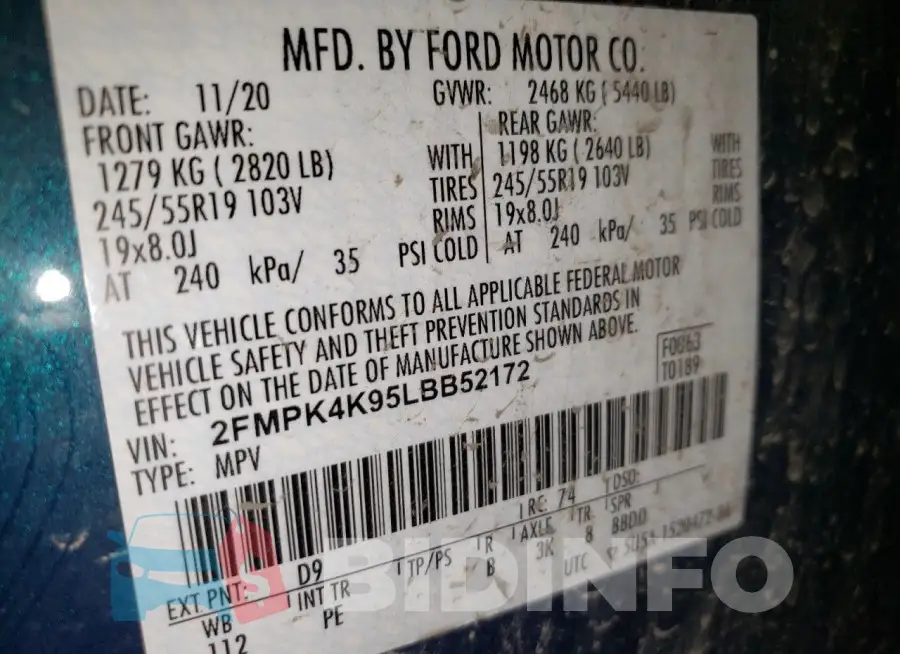 2FMPK4K95LBB52172 Photo# 13