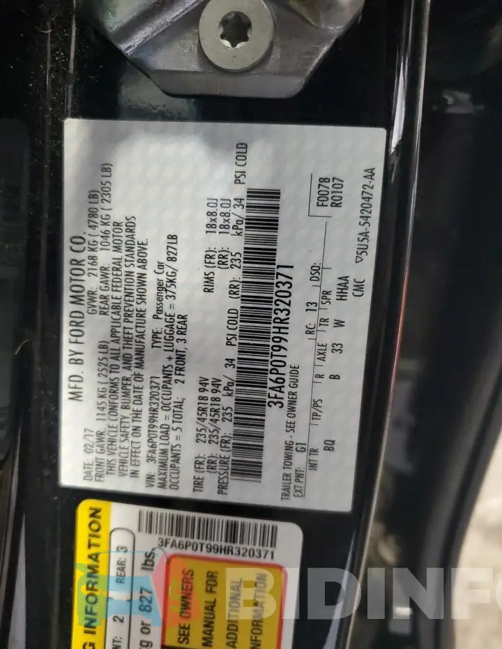 3FA6P0T99HR320371 Photo# 12