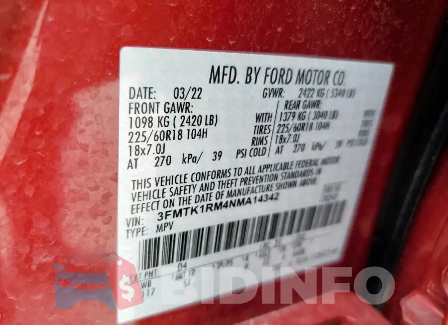 3FMTK1RM4NMA14342 Photo# 12