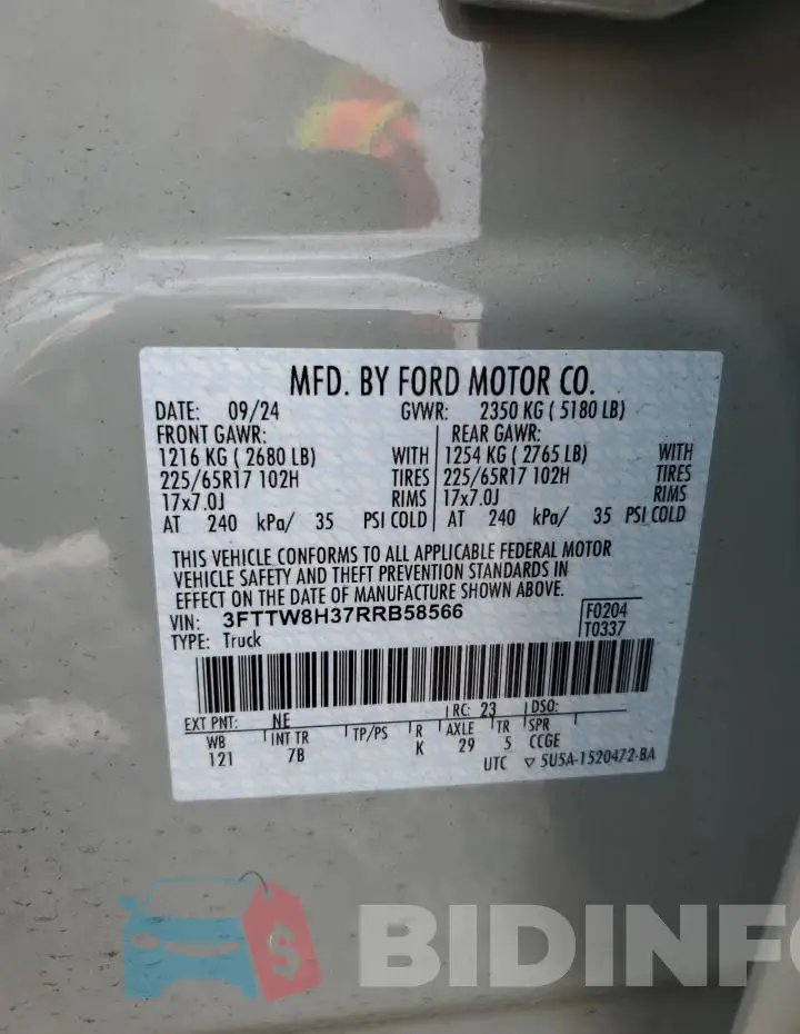3FTTW8H37RRB58566 Photo# 12