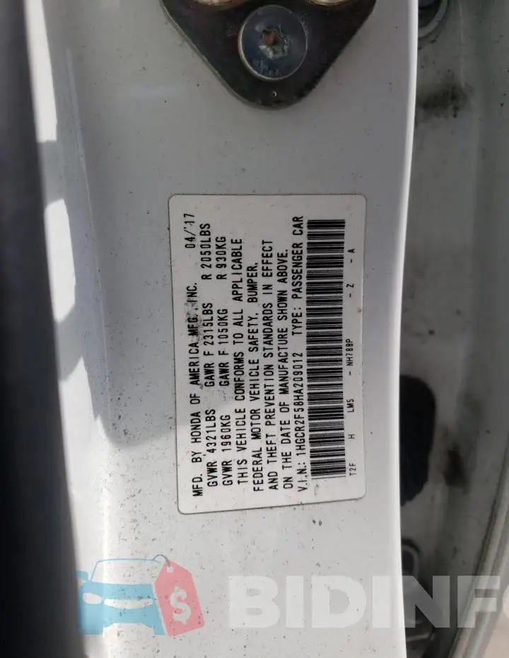 1HGCR2F58HA209012 Photo# 13