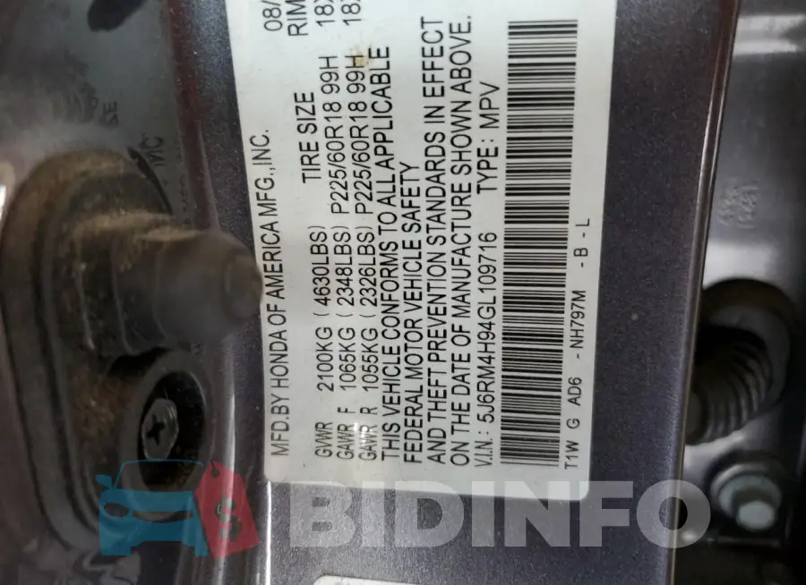 5J6RM4H94GL109716 Photo# 14