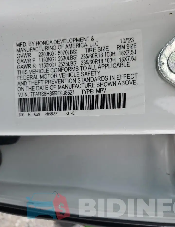 7FARS6H85RE038521 Photo# 13