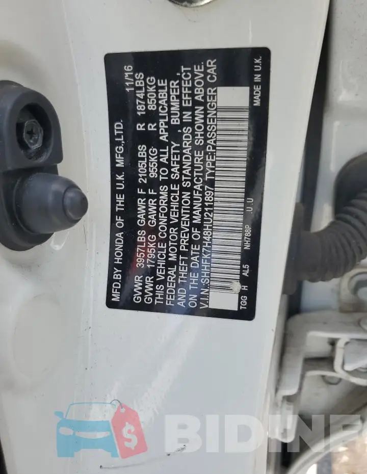 SHHFK7H48HU211897 Photo# 12