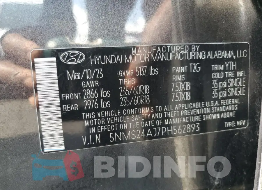 5NMS24AJ7PH562893 Photo# 13