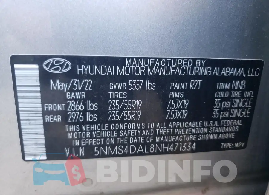 5NMS4DAL8NH471334 Photo# 13