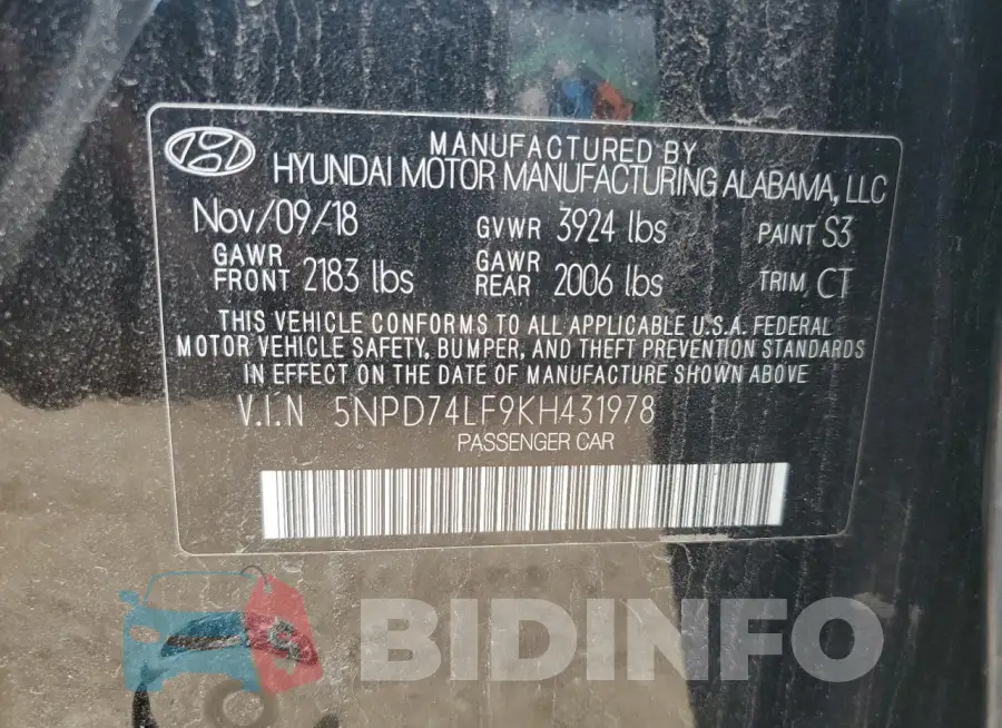 5NPD74LF9KH431978 Photo# 12